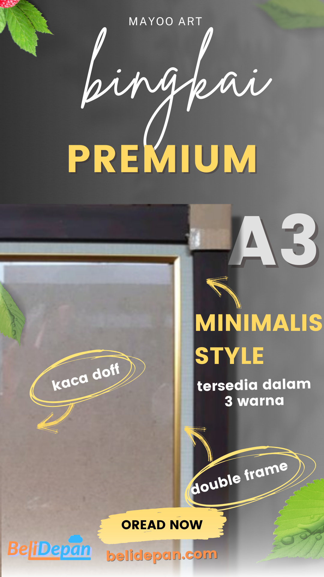 Bingkai Premium Minimalis Ukuran A3
