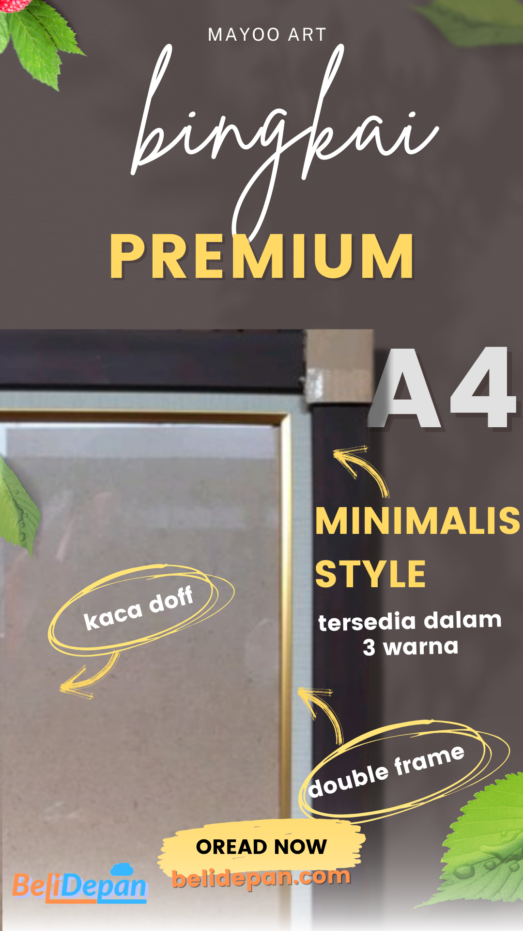 Bingkai Premium Minimalis Ukuran A4