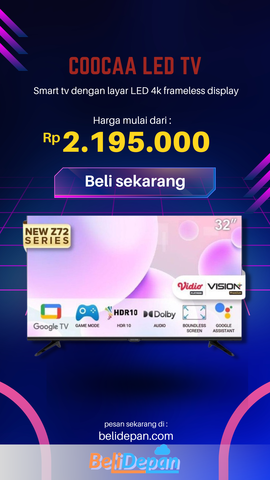 COOCAA LED SMART ANDROID TV DIGITAL 32 INC 32Z72 GOOGLE TV