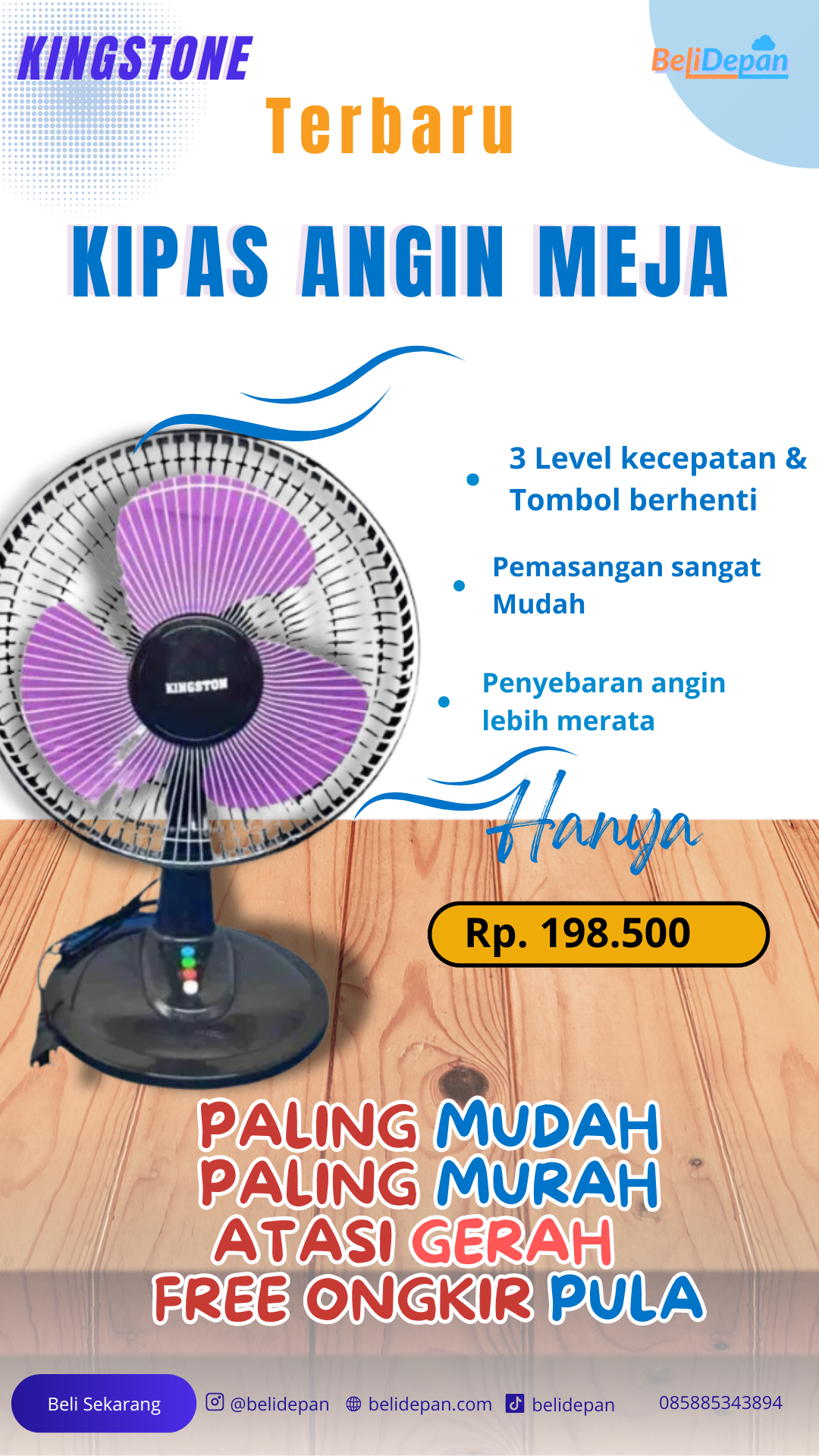 KINGSTONE KIPAS ANGIN MEJA MULTIFUNGSI