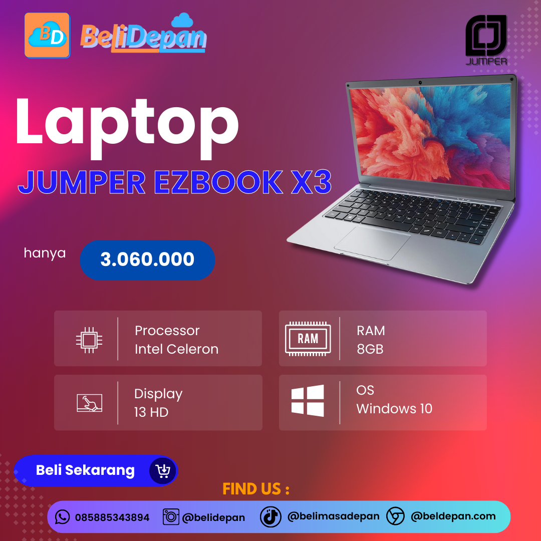 LAPTOP JUMPER EZBOOK X3 CELERON 8GB 512GB SSD W10 13.3 FHD