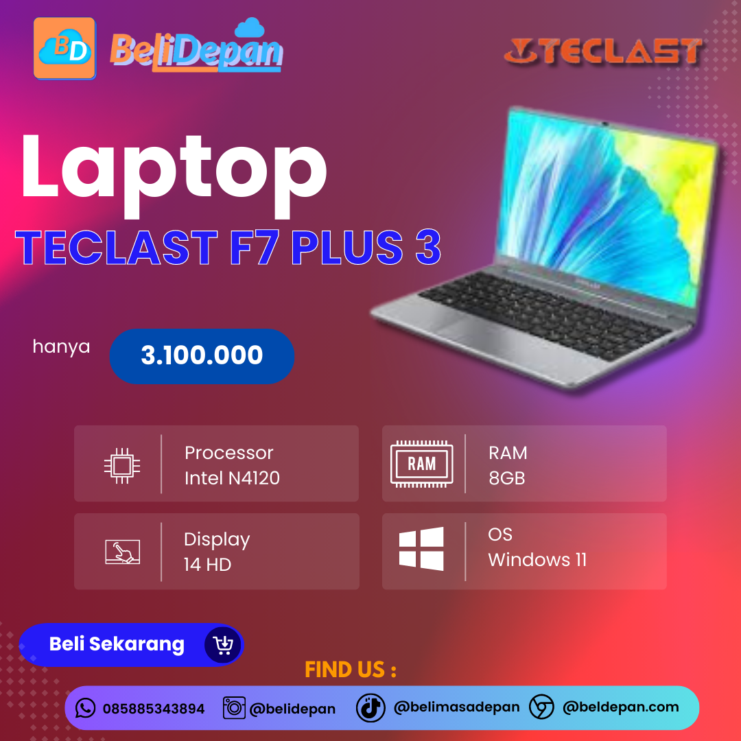 LAPTOP TECLAST F7 PLUS 3 N4120 8GB 256SSD W10 14.0 FHD