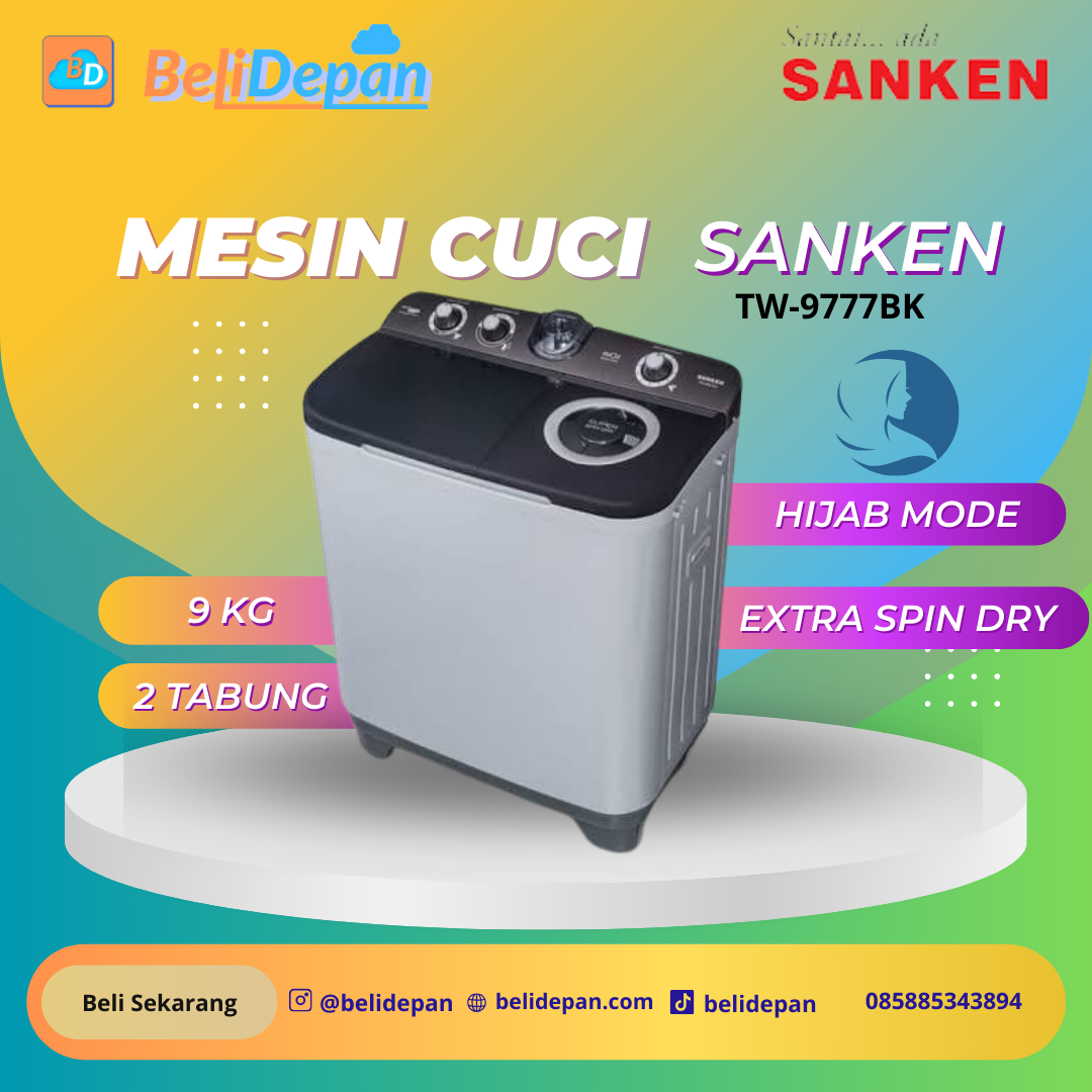 SANKEN MESIN CUCI 2 TABUNG 9KG TW-9777BK